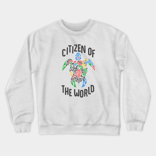 Citizen of the world Global turtle Crewneck Sweatshirt by Kutaitum